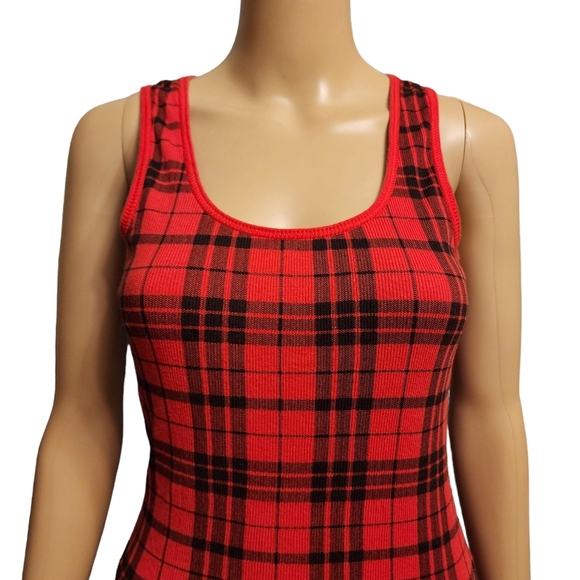 Max Rave Red Plaid Racerback Tank Top - Picture 2 of 8